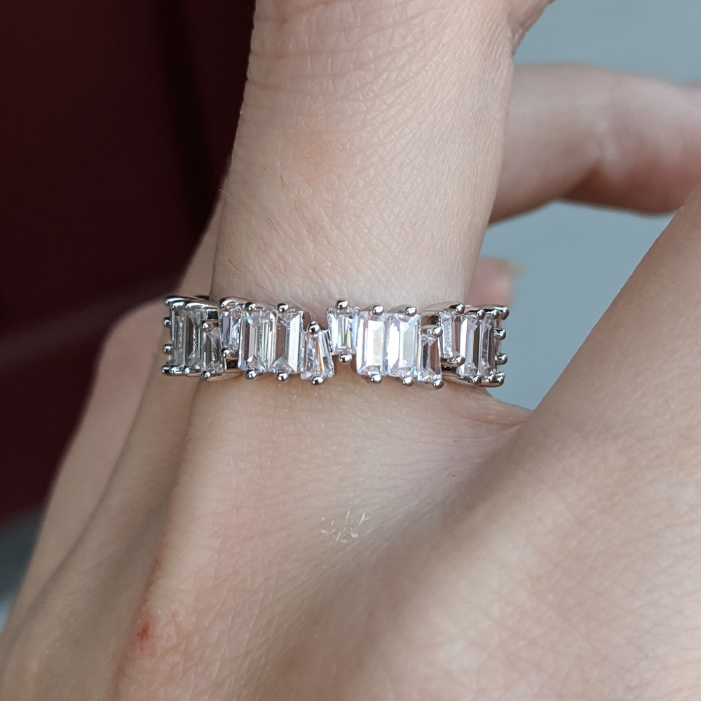 🆕S925-White Sapphire & White CZ Eternity Ring 8